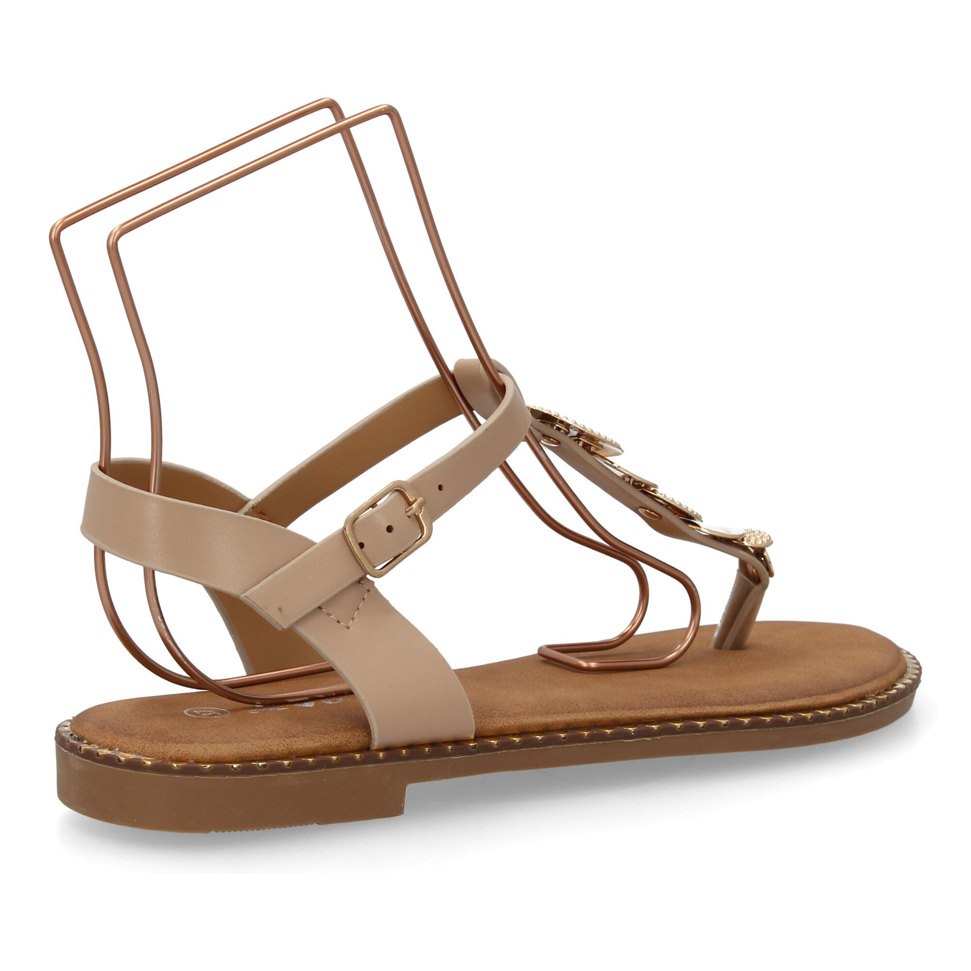 Sandalia de dedo con decoración en el empeine