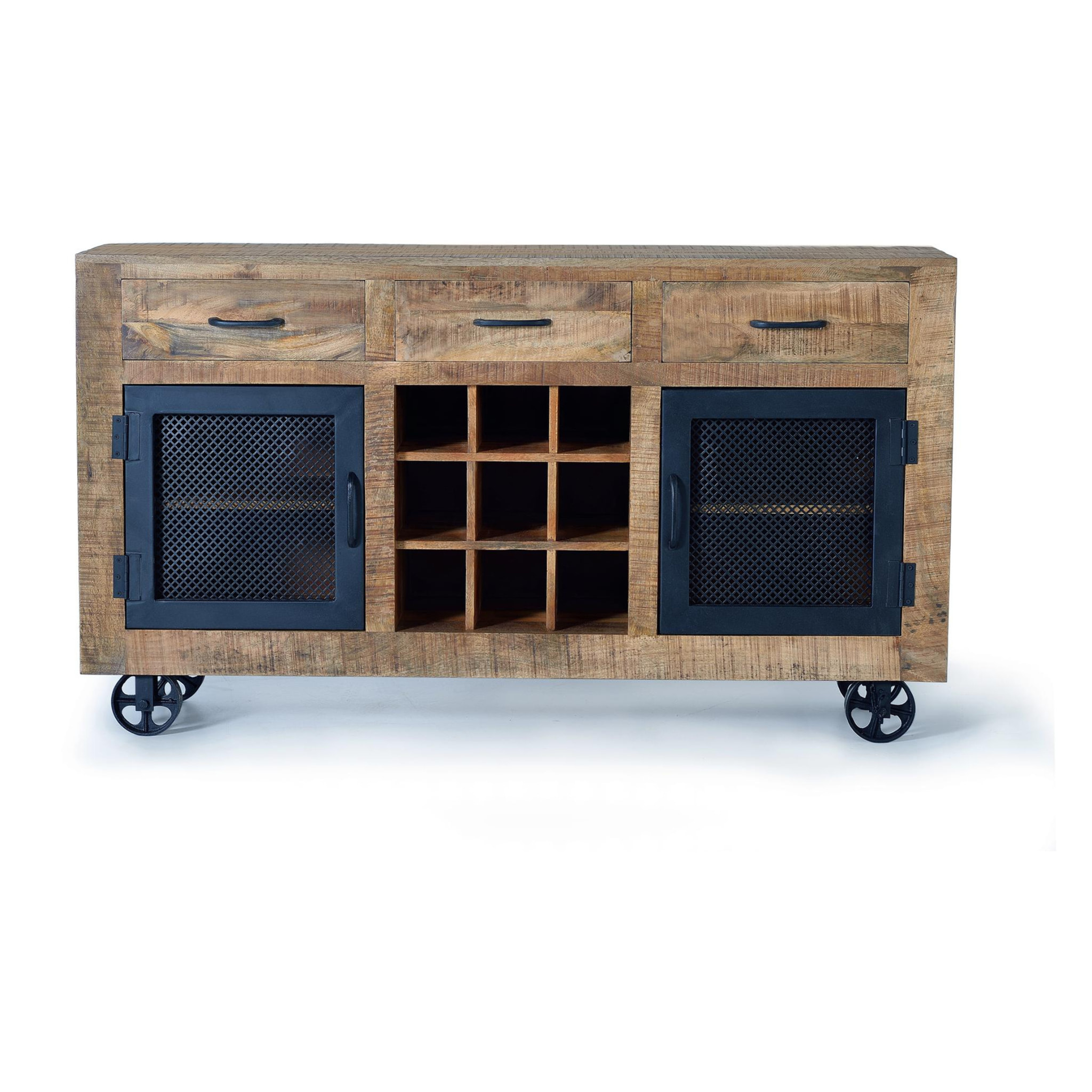 Buffet en bois de manguier 150cm style industriel moderne