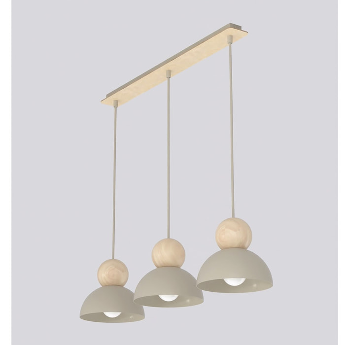 Lampada a sospensione Kaki in acciaio e legno color moka