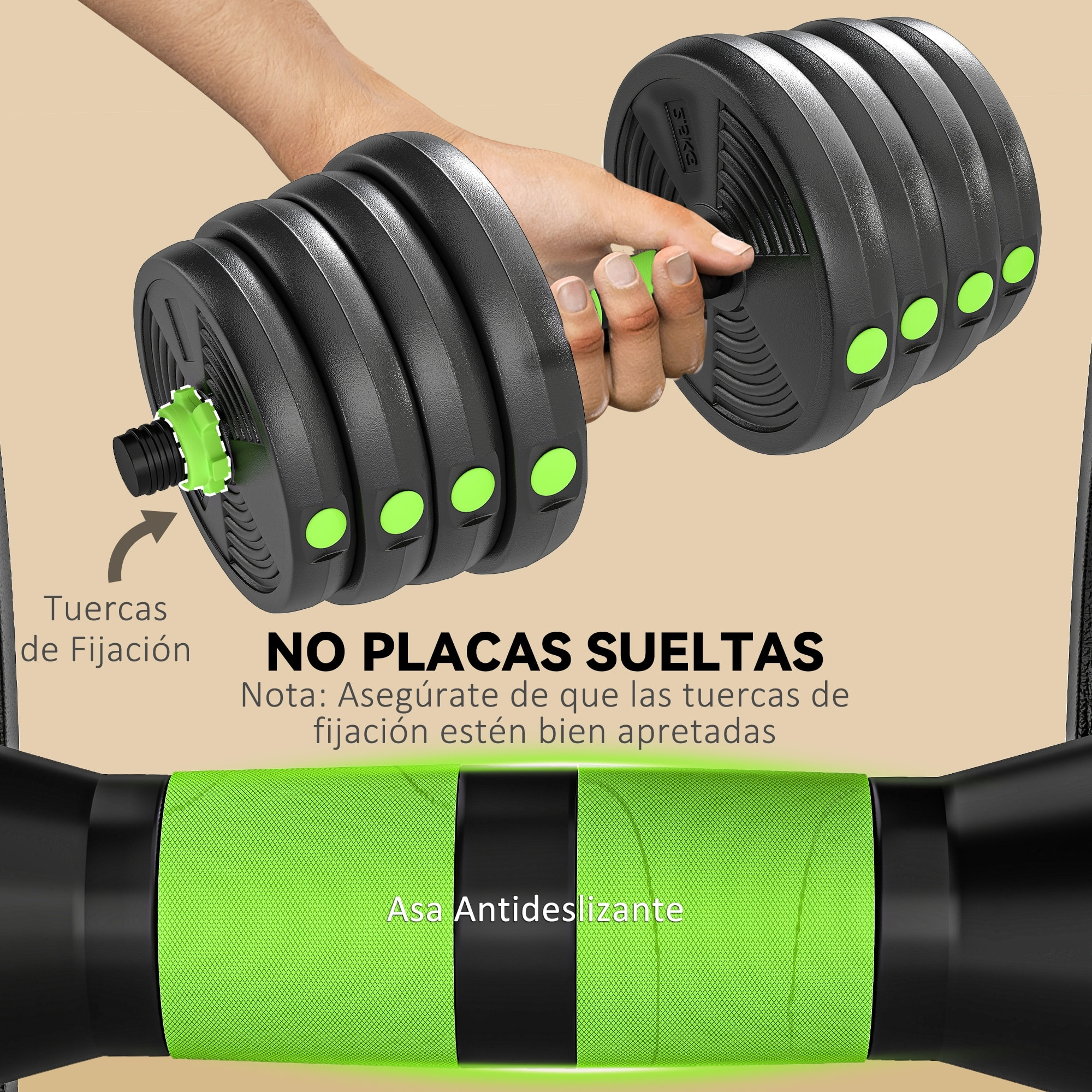 Juego de Mancuernas Ajustables, 3 en 1, 30kg, Juego de Pesas con Barras de Conexión y Mangos Antideslizantes, Pesas y Mancuernas para Hombres y Mujeres, Ejercicio de Fitness, Gimnasio en Casa