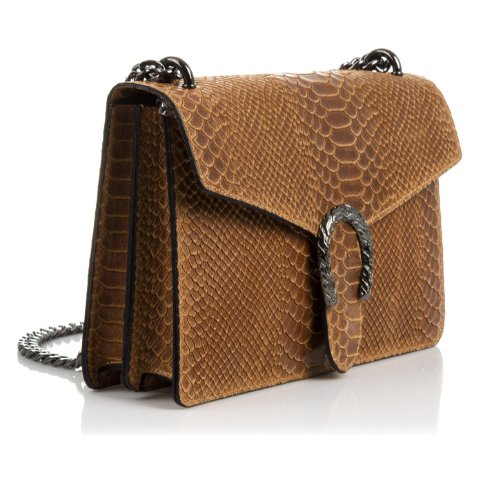 Luce Bolso de mano Mujer.Piel auténtica Gamuza Grabado Serpiente