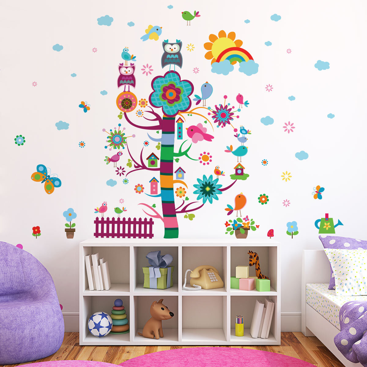 Stickers muraux | Sticker Mural Autocollant - ENFANT ARBRE MAGIQUE - adhésifs fond transparent