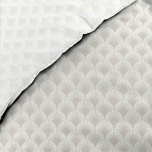 Parure de lit coton motif feuillage double face imprimée - Naturel