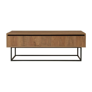Tavolino da salotto Barghe, Tavolo basso da caffè, Portariviste per divano, Ripiano da soggiorno, 120x60h43 cm, Noce e Nero
