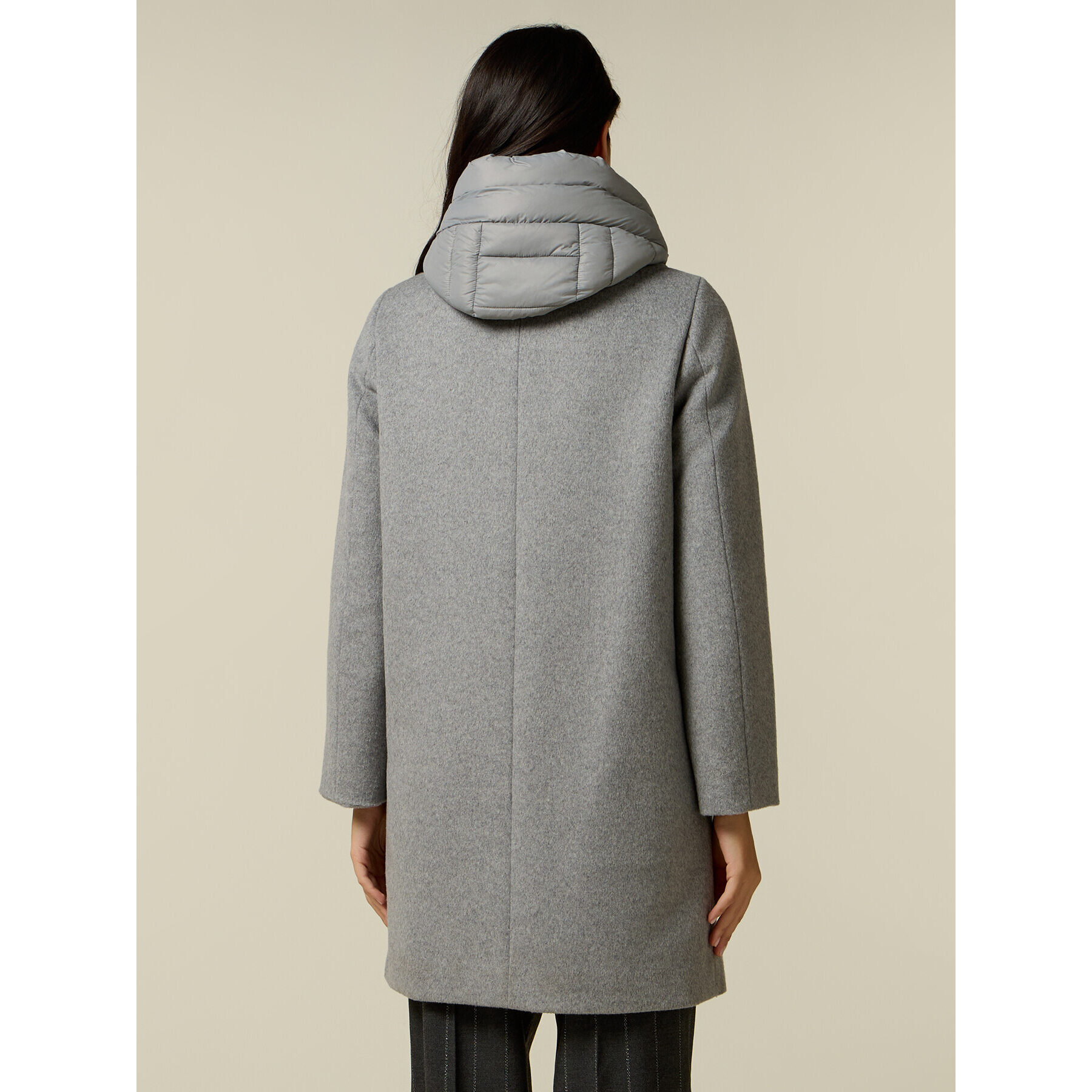 Oltre - Cappotto misto lana con inserti in nylon - Grigio