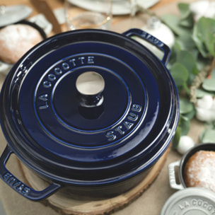 Cocotte 24 cm, Rond(e), Bleu intense, Fonte