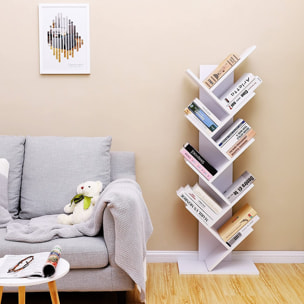 Libreria a Albero con 8 Ripiani in Legno Bianco