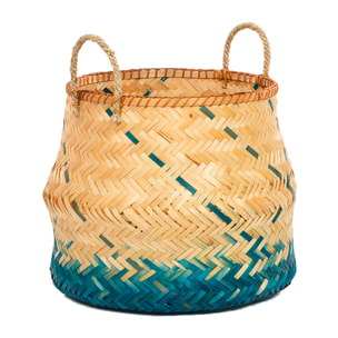 Panier bambou naturel et bleu