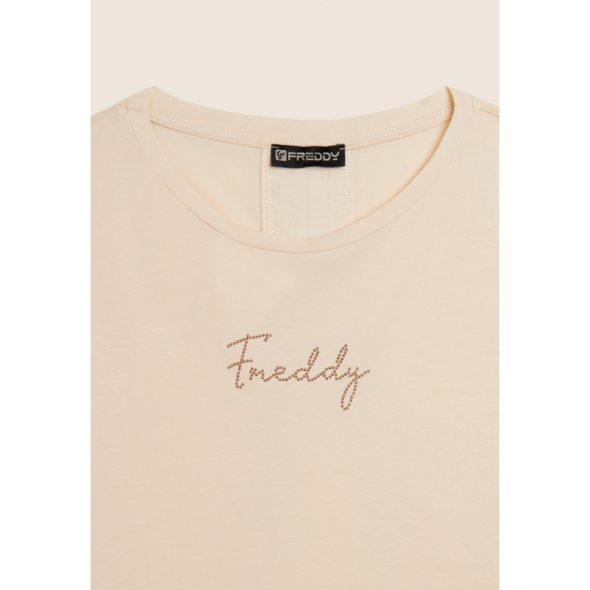 T-shirt con inserto crinkle sul retro e dettagli animalier