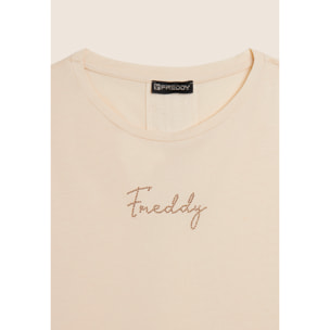 T-shirt con inserto crinkle sul retro e dettagli animalier