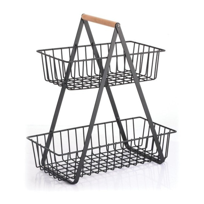 Panier de rangement à  poser Design industriel Bois & Acier ELIE Noir mat MSV
