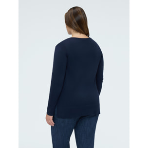 Fiorella Rubino - Camiseta de cuello redondo en mezcla de viscosa - Azul