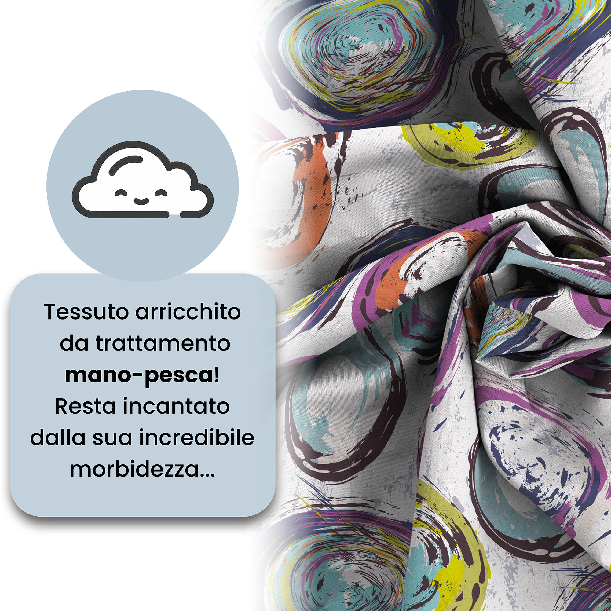 COPRIPIUMINO FANTASY, 100% Microfibra, No Stiro - CERCHI ASTRATTI