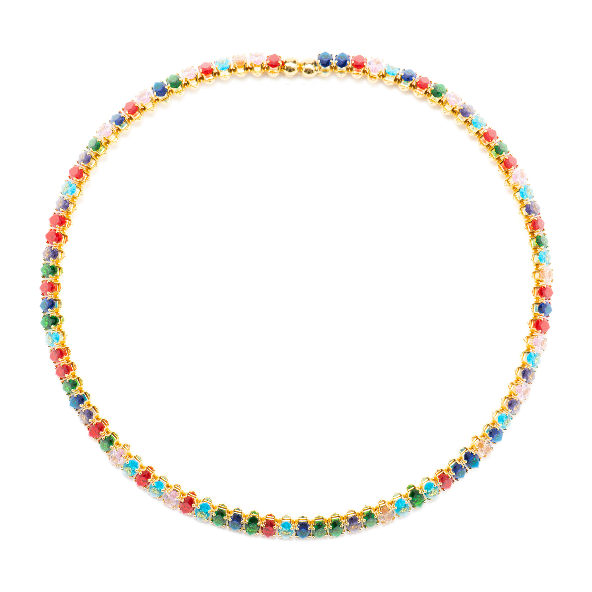 Collar con Cristal Multicolor acabado oro 18k