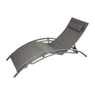 VERGARA Transat ajustable et empilable avec pieds en acier gris