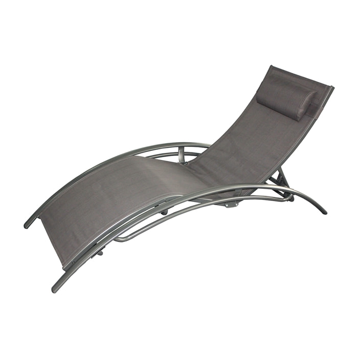 VERGARA Transat ajustable et empilable avec pieds en acier gris