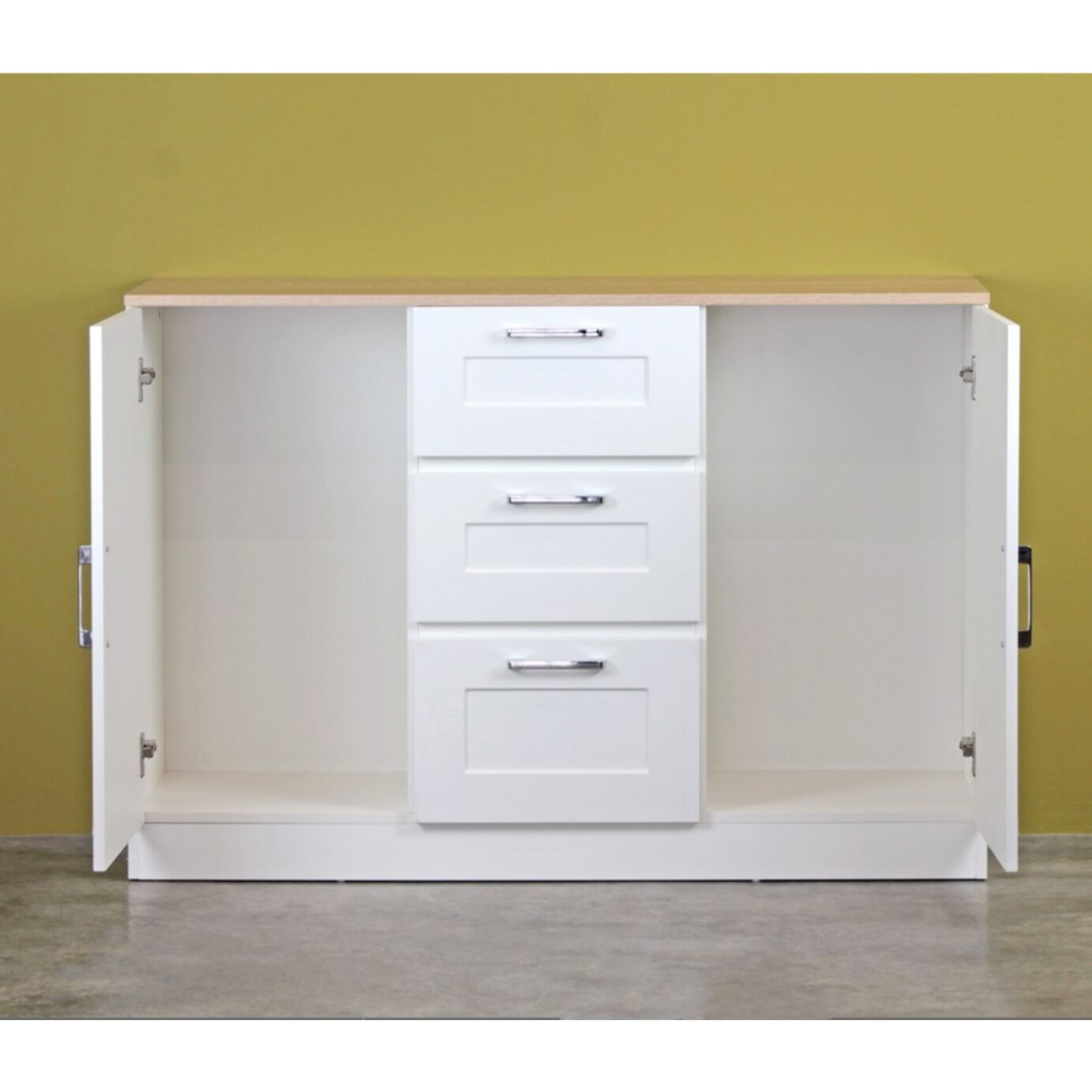 Credenza bianca con top in legno 120x82,5x40 cm