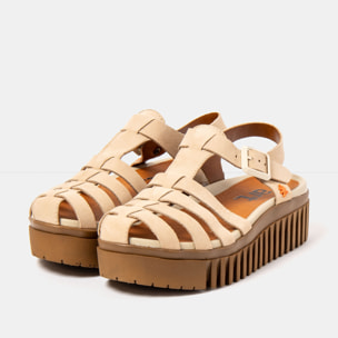 Sandalia de cuña 1575 NOBUCK CREAM-CARAMELO/BRIGHTON color Cream-caramelo