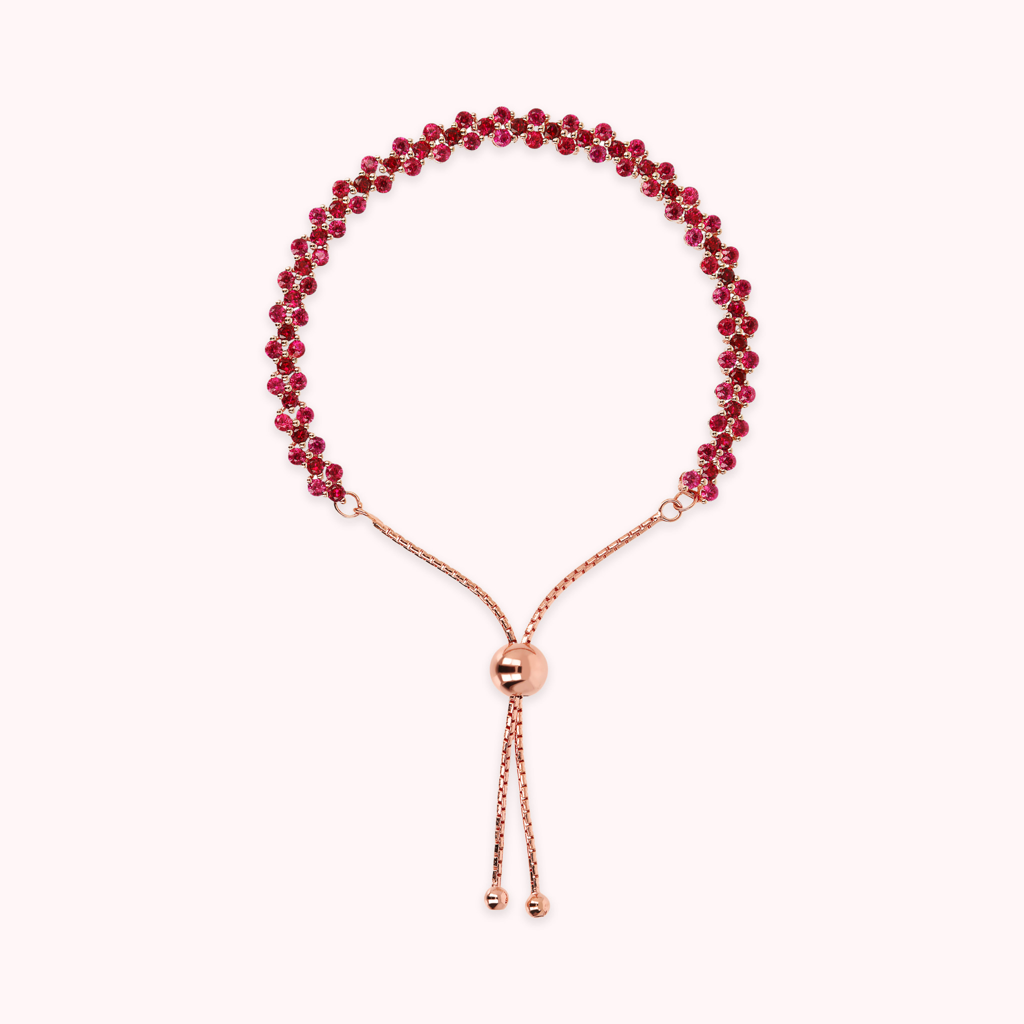 Bracciale Tennis Doppio con Cubic Zirconia Rosse