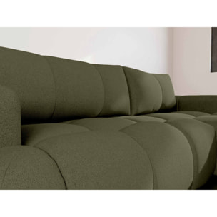 Yulin - Canapé d'angle droit 4 places convertible avec coffre en tissu bouclette - Vert