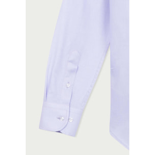 Camicia Uomo 1 Bottone Francese Slim Cotone Unito Lilla