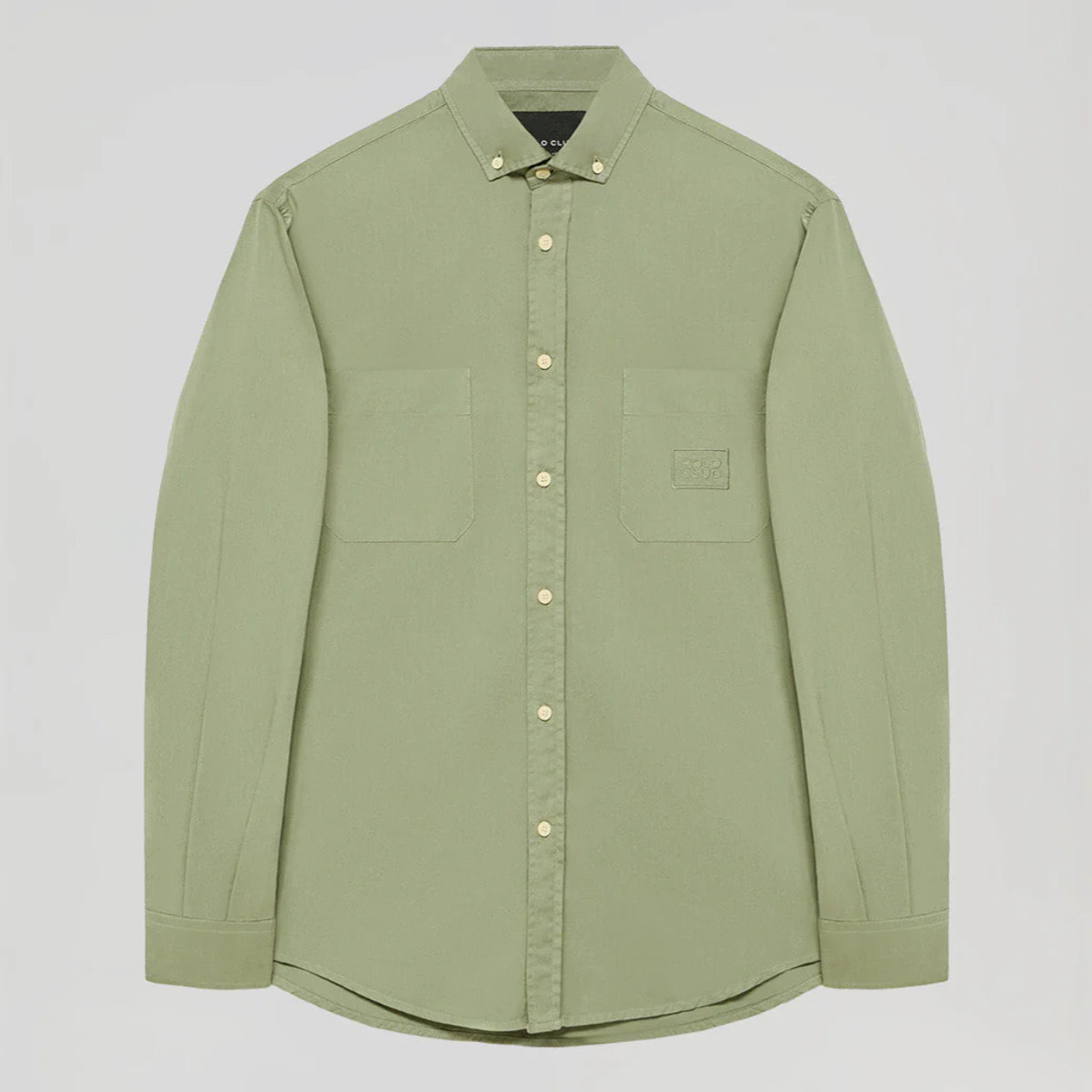 Camicia in twill verde con taschini e logo Polo Club