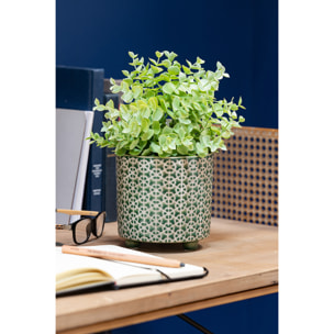 J-Line Pot de fleurs avec pieds, pot de fleurs en vert, support de fleurs en céramique pour plantes d'intérieur et fleurs, pot de plantes comme décoration de table, décoration de plantes et décoration de salon, ⌀ 14 cm