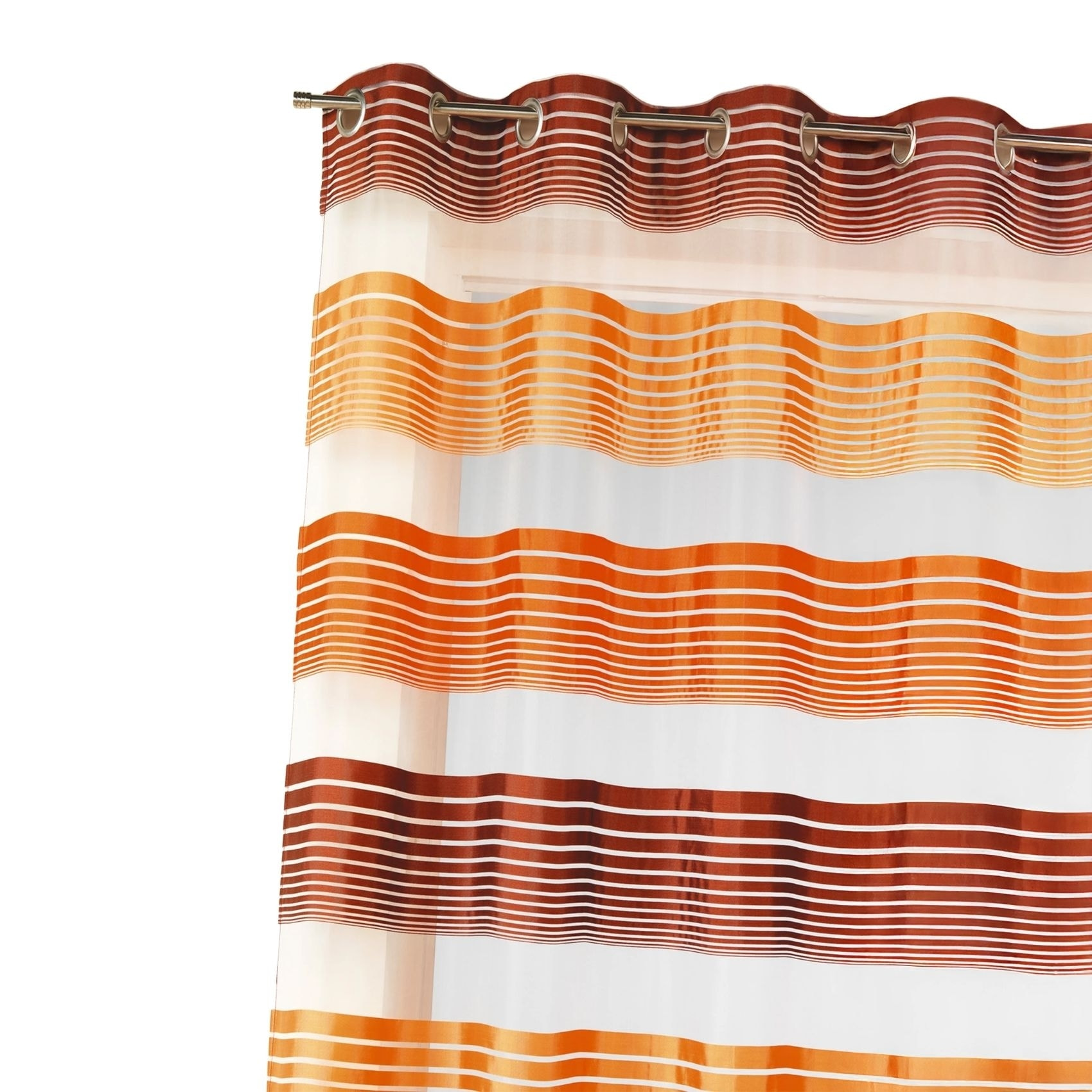 Voilage en organza à fines rayures horizontales - Marron chocolat