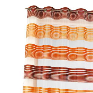 Voilage en organza à fines rayures horizontales - Marron chocolat