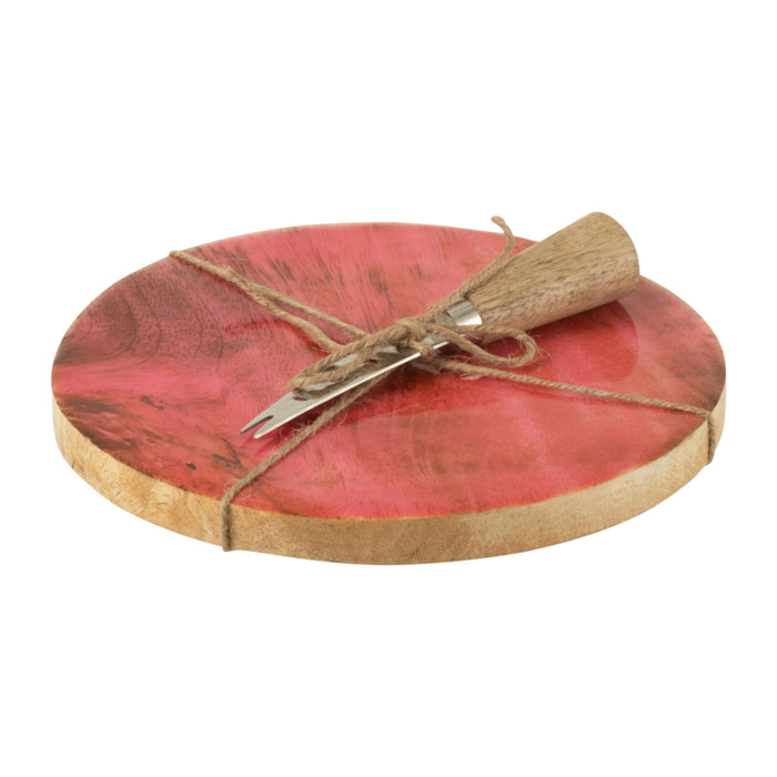 J-Line plateau à fromage + couteau Rond - bois - rose