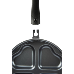 Padella 25,5 cm 4 scomparti a cuore Excelsa – Heart, Alluminio Nero