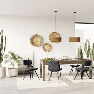 Lot de 2 chaises en cuir synthétique gris / noir - Texas