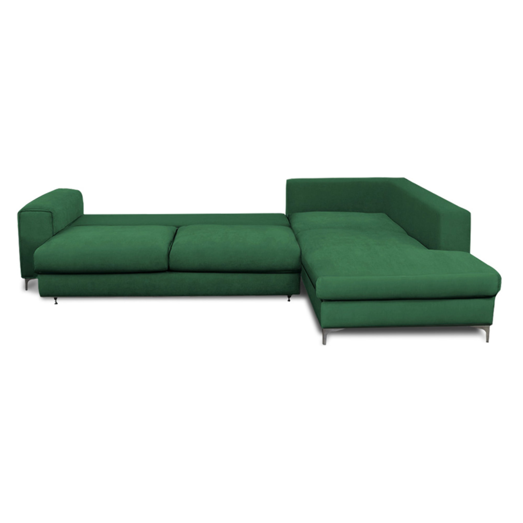 Canapé d'Angle Droit Velours Fiesole, 3 Places, Couchage Intégré, Coffre de Rangement, Housse Déhoussable