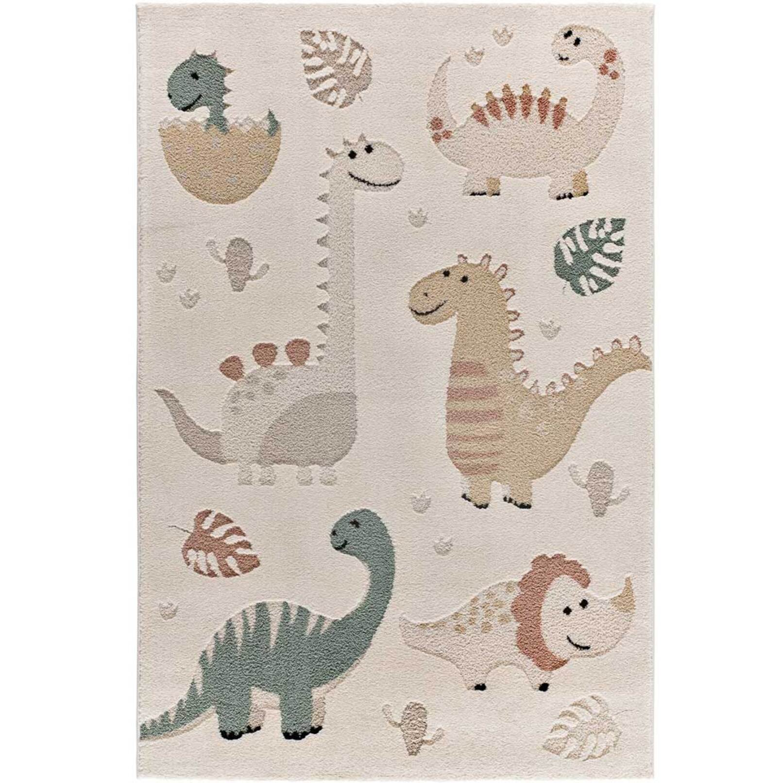 CLOWN Alfombra infantil con dinosaurios multicolor, 120x170 cm