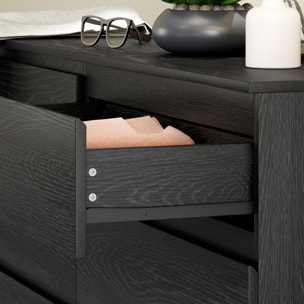 Cómoda 6 Cajones, Cómoda Dormitorio, Cajonera para Salón, Oficina, Estilo Moderno, 140x40x71 cm, Negro Veteado