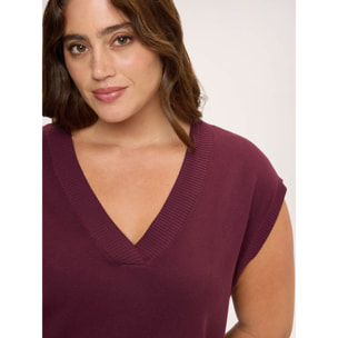 Fiorella Rubino - Chaleco de punto fino con escote en V - Burgundy