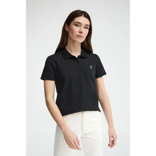 Polo nera regular fit con ricamo Rigby Go