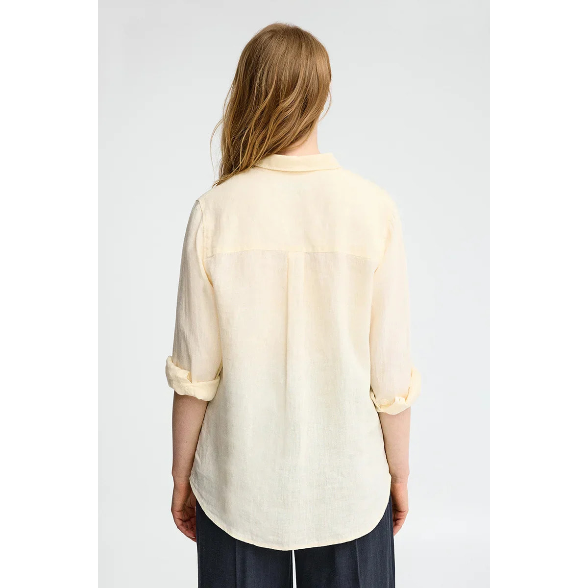 Camicia in lino giallo pastello dal fit rilassato con ricamo Polo Club