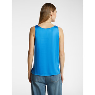 Elena Mirò - Top con cuello de pico en viscosa elástica - Azul aciano