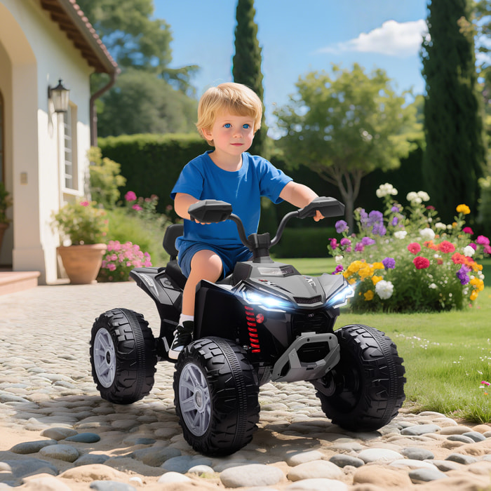 Quad électrique enfant 24V max. 6,5Km/h port USB, MP3 effets lumineux noir