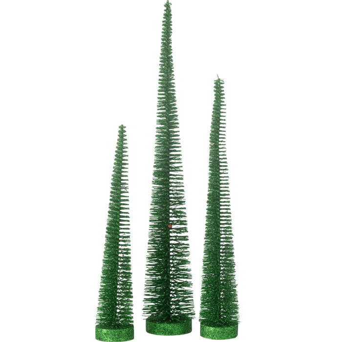 J-Line décoration Sapin De Noël Paillettes - plastique - vert - boîte de 3