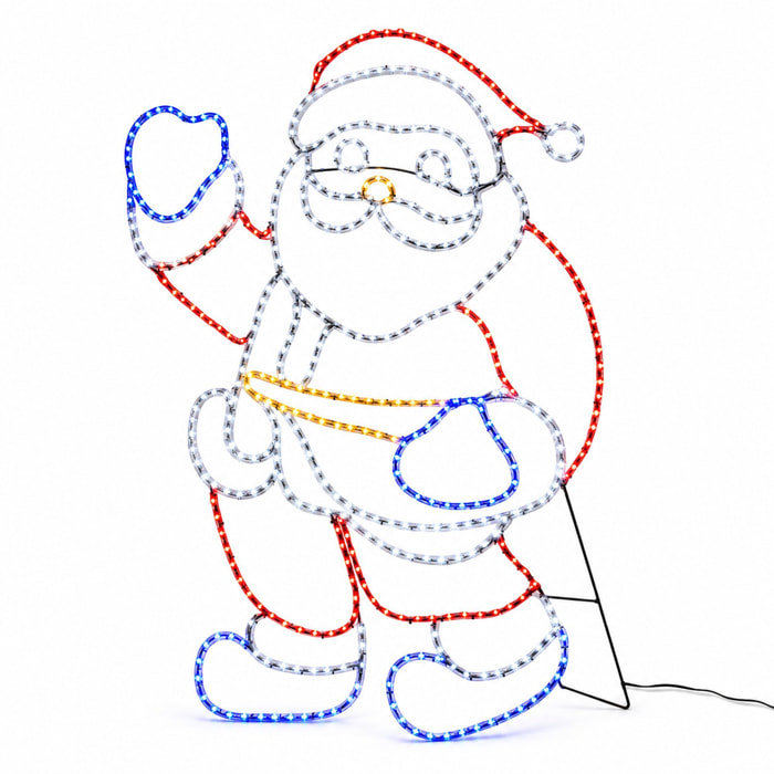 Papá noel gigante led con efecto intermitente con 522 leds multicolor, decoración navideña para exterior e interior, 91,5x109,5 cm