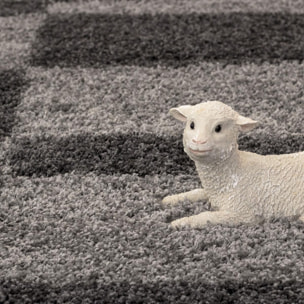 Tapis poils longs shaggy tissé motif géométrique NICO