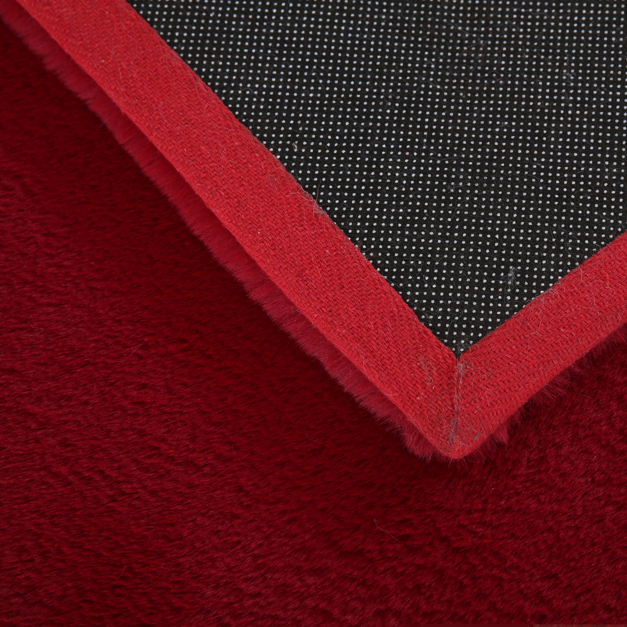 BARROW - Tapis rond en fausse fourrure doux uni Rouge