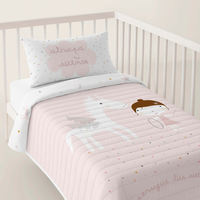 Colcha Bouti Estampada - Reversible - Infantil - 100% Algodón - Cuna - Pegaso Mágico