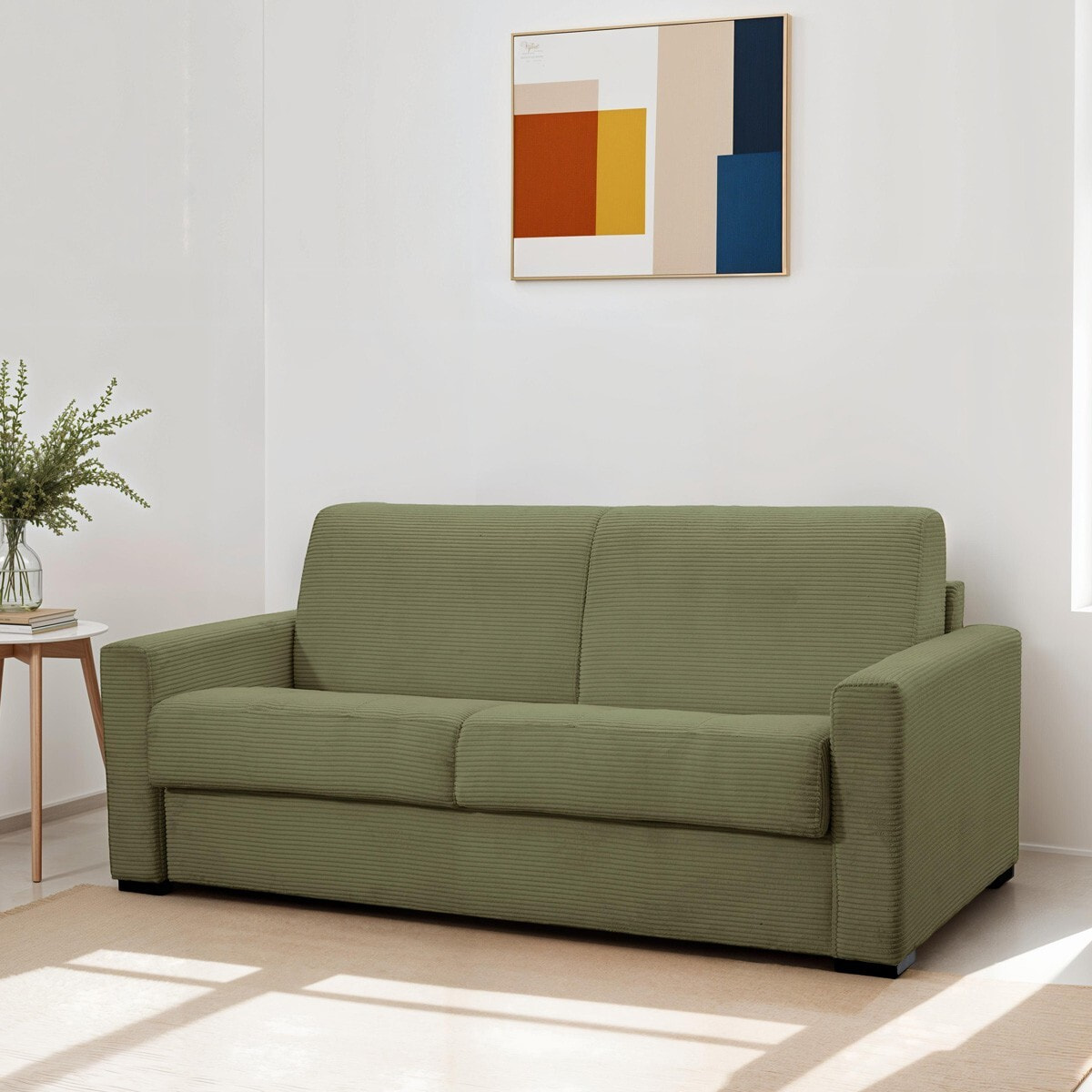 Canapé convertible express 3 places en velours côtelé - PALOMA