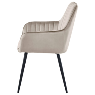 Sedia di design Solden in velluto beige scuro con gambe nere