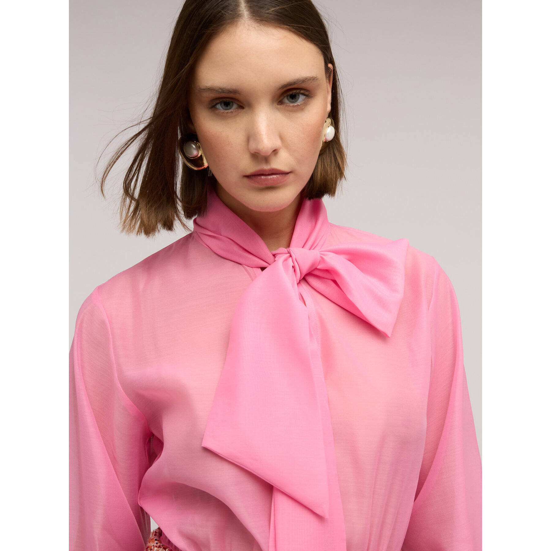 Motivi - Camisa con lazo de organza - Rosa