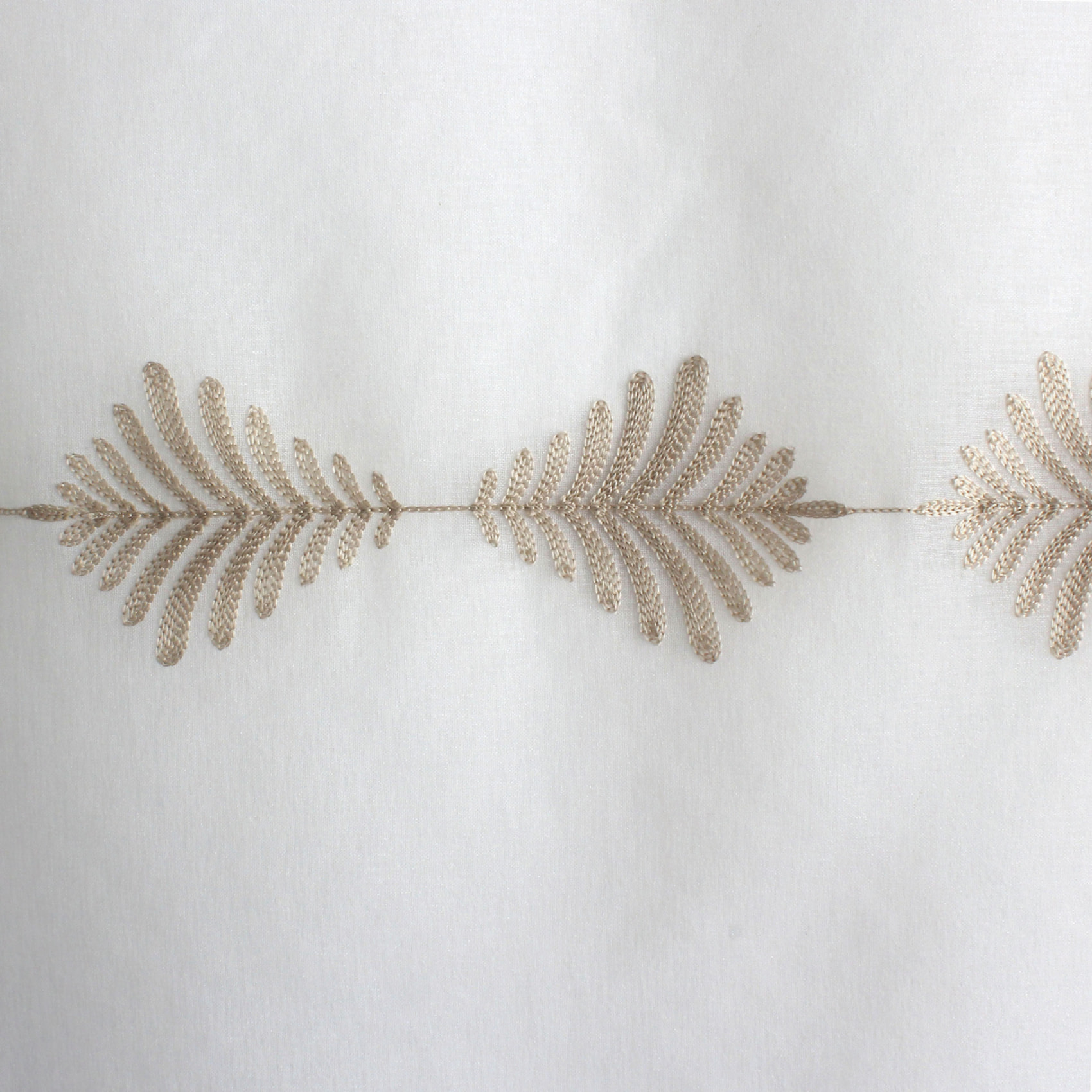 Paire de petits vitrages brodés feuillage - Beige