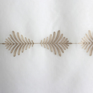 Paire de petits vitrages brodés feuillage - Beige